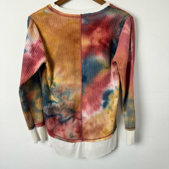 Cactus + Pearl Sunset Tie-Dye Thermal Layered Look Lagenlook Shirt Size Small - Picture 12 of 14
